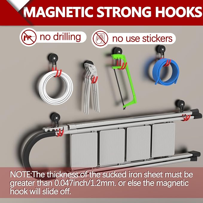 3-H Heavy Duty Magnet Garage Hooks 2 Pack, J Shape Strong Magnetic Hooks - Image 6