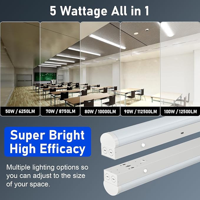 8FT LED Linear Strip Light, Super Bright 8 Foot LED Shop Lights 100W 90W 80W - Image 3