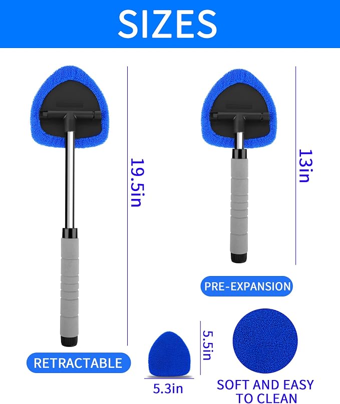 Auto Window Cleaning Tool, Retractable Windshield Cleaner Wand, Car Window - Image 2