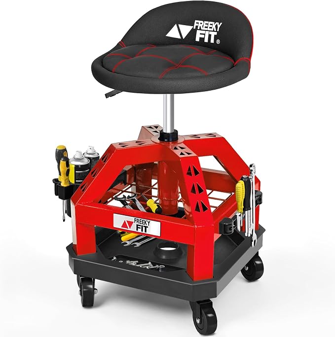 Rolling Shop Stool for Garage by FreekyFit