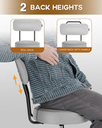 Shop Stool with Lockable Rubber Wheels Adjustable Backrest Tool Tray Storage - Image 3