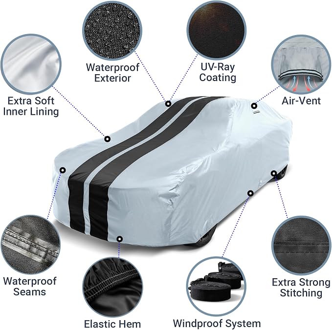 iCarCover Custom Car Cover for Pontiac Tempest 4-Door Waterproof All-Weather - Image 4