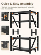 4-Tier Storage Shelves, Adjustable Industrial Metal Shelf System, 400lbs - Image 7