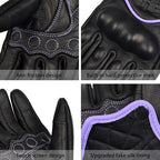 Harssidanzar Women's Motorcycle Gloves, Leather Motorcycle Gloves, Motorbike - Image 2