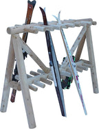 21-Place Freestanding Log Ski Rack Holder, Indoor & Outdoor Snowboard Racks - Image 6