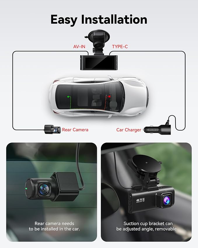 REDTIGER Dash Cam Front Rear, 4K/2.5K Full HD Dash Camera - Image 6