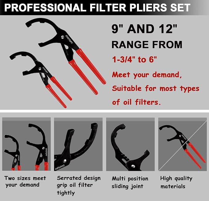 9pcs Oil Filter Wrench Set, Adjustable Oil Filter Removal Tool From 1-3/4" to 6" - Image 4