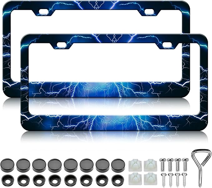 Blue Lightning License Plate Frames by Unknown