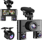 360° Dash Cam Front and Rear Inside, 4 Channel Dash Camera by HUPEJOS