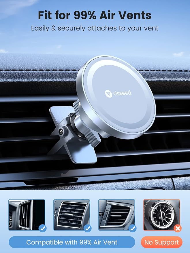 VICSEED for MagSafe Car Mount Magnetic Phone Holder for Car Vent 360 Adjustable - Image 7