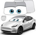 Gven Sunshade for Tesla Model Y Accessories 2025 Funny Eyes Windshield Sun by Gven