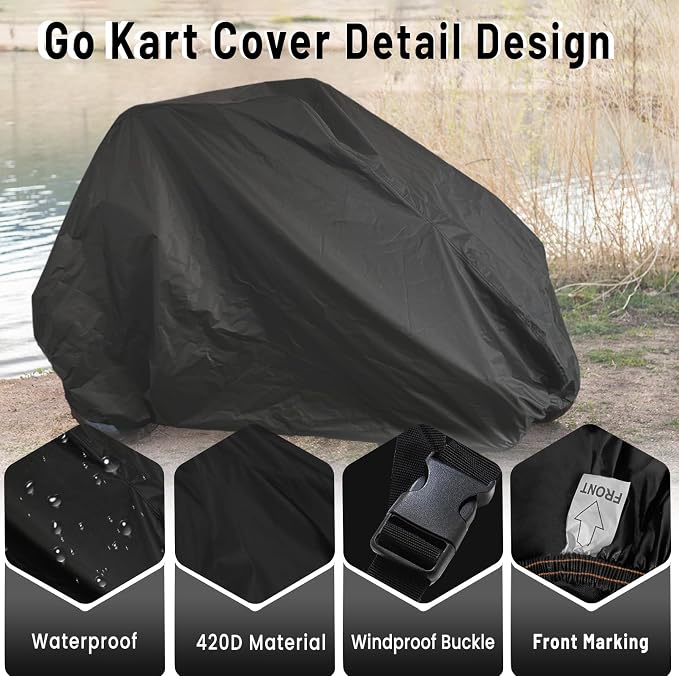 Go Kart Cover, 2 Seater for Co leman KT196 GO Kart Covers 420D Waterproof Large - Image 2