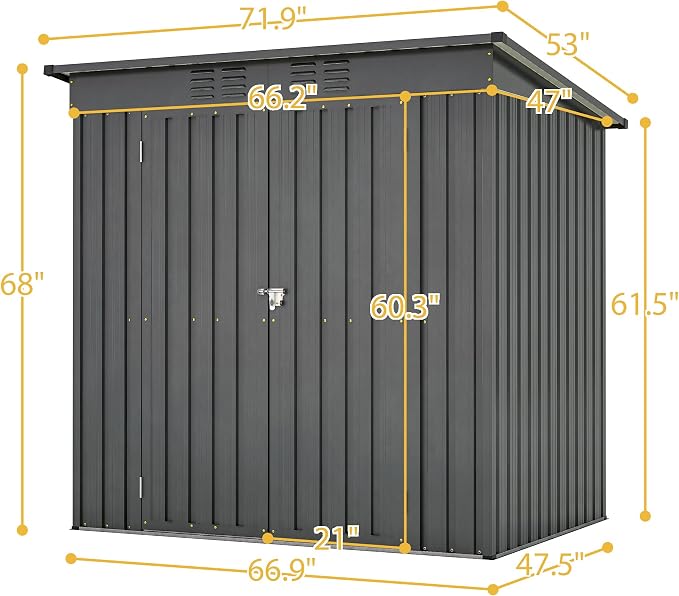 6x4 FT Outdoor Metal Storage Shed - Image 2
