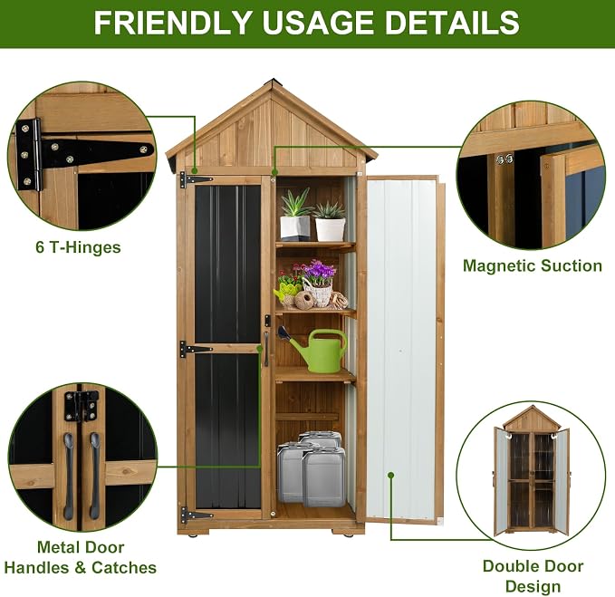 Wood & Metal Outdoor Storage Cabinet - Image 4