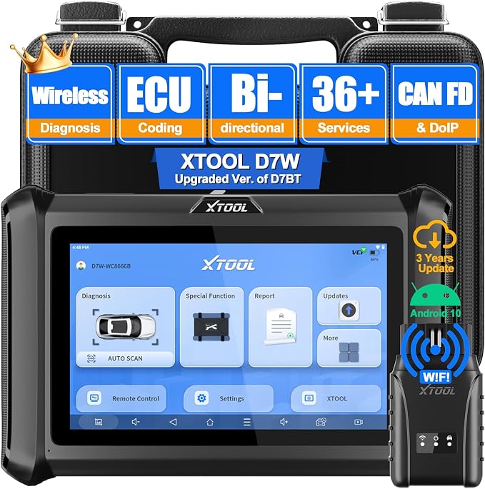 XTOOL D7W OBD2 Scanner Diagnostic Tool: 2025 Wireless Ver. of D7/D7S/D7BT by XTOOL