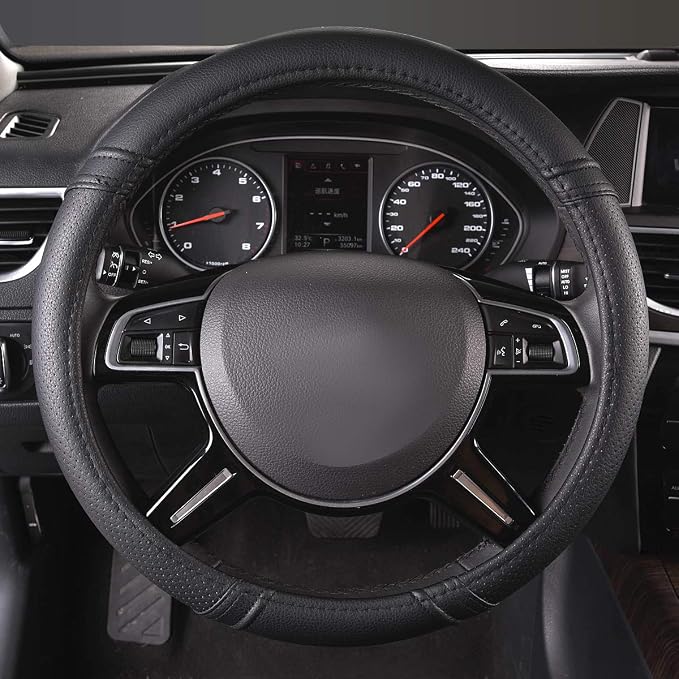 Car Pass Classical Leather Automotive Universal Steering Wheel Covers, - Image 3