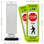 State Law Stop for Pedestrian Within Crosswalk MUTCD R1-6a Sign, Double Sided - Image 3