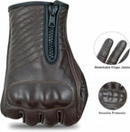 Full Finger Leather Motorcycle Gloves - Image 5