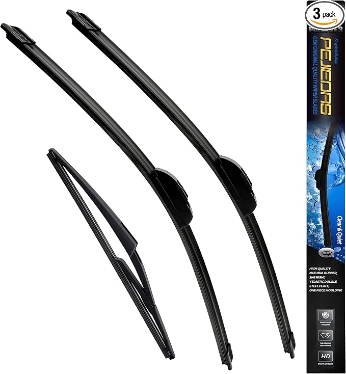 3 Wiper Blades, Front Wiper + Rear Wiper Blades by PEJIDDASWIPERBLADES