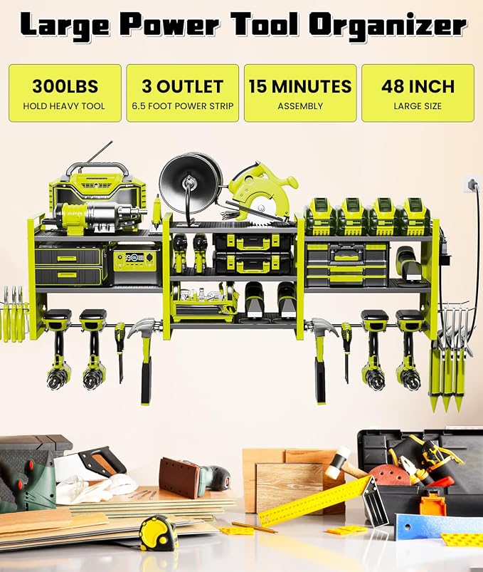 Heavy-Duty 48" Wall Mount Power Tool Organizer - Image 2