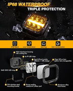 Auxbeam XP-Ultra Series 5 Inch Cube Offroad Lights, Amber DRL Function - Image 5