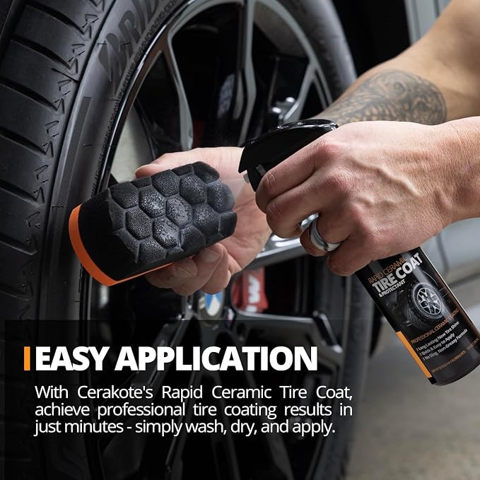 CERAKOTE Rapid Ceramic Tire Coat – Showroom New Tire Shine – Deep Tire Black - Image 3