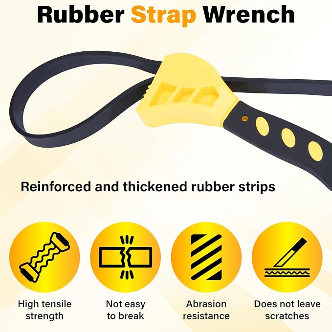 2 PCS Strap Wrench Plumbing, Rubber Strap Wrench, 24 Inch & 19.7 Inch Oil - Image 3