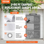 VEVOR Carport Replacement Canopy Cover 10 x 20 ft, Garage Top Tent Shelter Tarp - Image 2