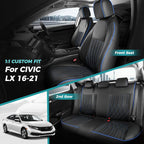 Seat Covers for Honda Civic Sedan LX 2016 2017 2018 2019 2020 2021, Faux - Image 7