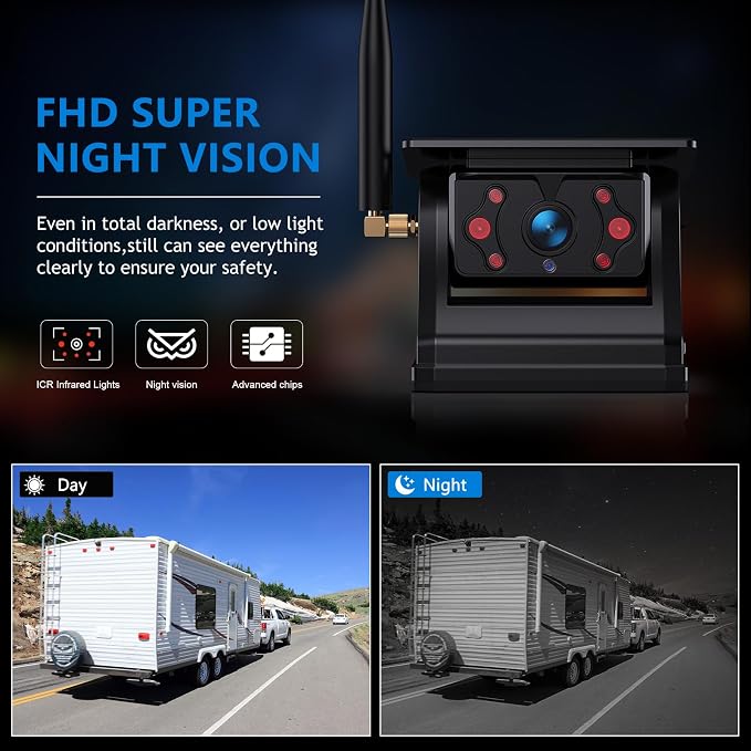 Magnetic Solar Wireless RV Backup Camera, 1080P 7" Touchscreen IPS Monitor & - Image 5