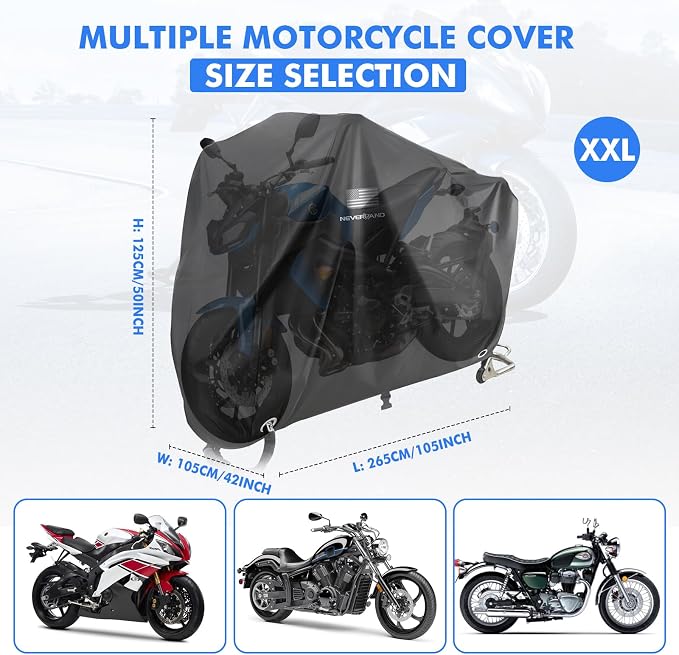 NEVERLAND Motorcycle Cover Waterproof Outdoor - Image 3