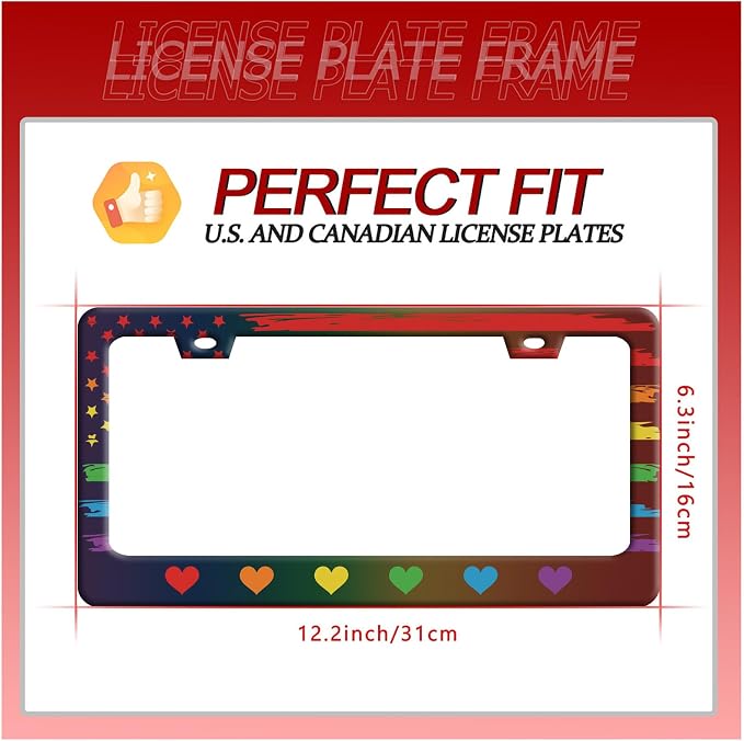 Rainbow Heart License Plate Frame Gay Pride LGBT License Plate Frames Stainless - Image 7
