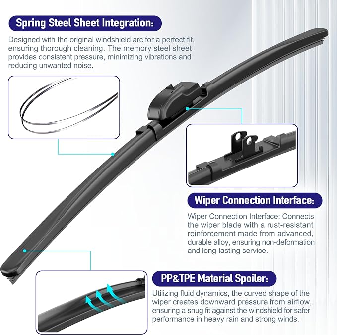 AJK Wiper Blades for Subaru Forester 2014 2015 2016 2017 2018, 2 Piece All - Image 4