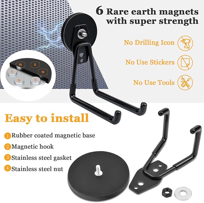 2 Pack Magnetic Hooks, Large Manget - Image 4