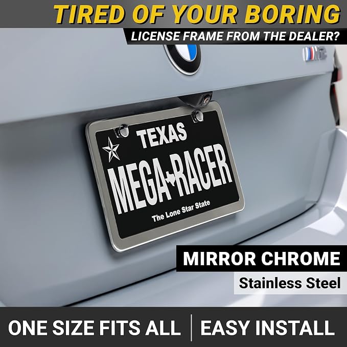Premium Slim Polished Mirror Chrome License Plate Frames – 2 Pack, Rust-Free - Image 2