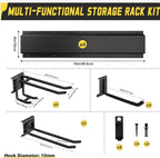 64'' Garage Tool Organizer Wall Mount, Garage Hooks Heavy Duty, Shovel Holder - Image 2