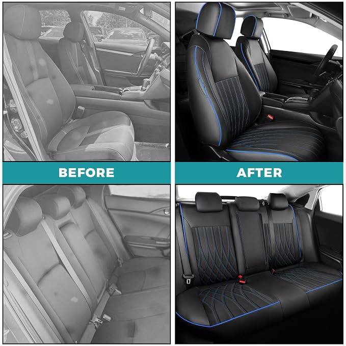 Seat Covers for Honda Civic Sedan LX 2016 2017 2018 2019 2020 2021, Faux - Image 5