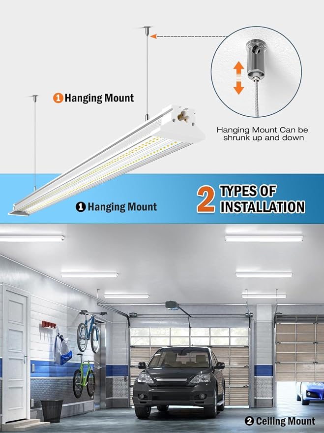 Upgrade Super Bright Hanging | Surface Mount 4' 10000LM 5000K 60W Linkable 4FT - Image 3
