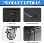 Metal Storage Cabinet with Wheels, Lockable Garage Cabinet with Doors and - Image 4