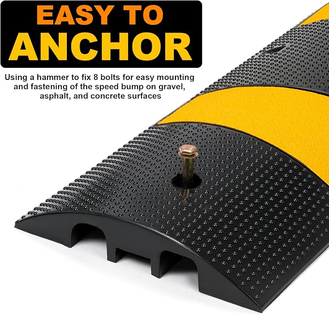 2 Channel Rubber Speed Bumps Humps, 6 Feet Long Traffic Driveway Ramp - Image 5