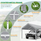 COBIZI Carports 10x20 Heavy Duty Car Tent Garage, Galvanized Frame Car Canopy - Image 3