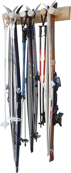 6-Place Log Ski Rack Wall Mount, Indoor Ski Storage Rack - Image 3