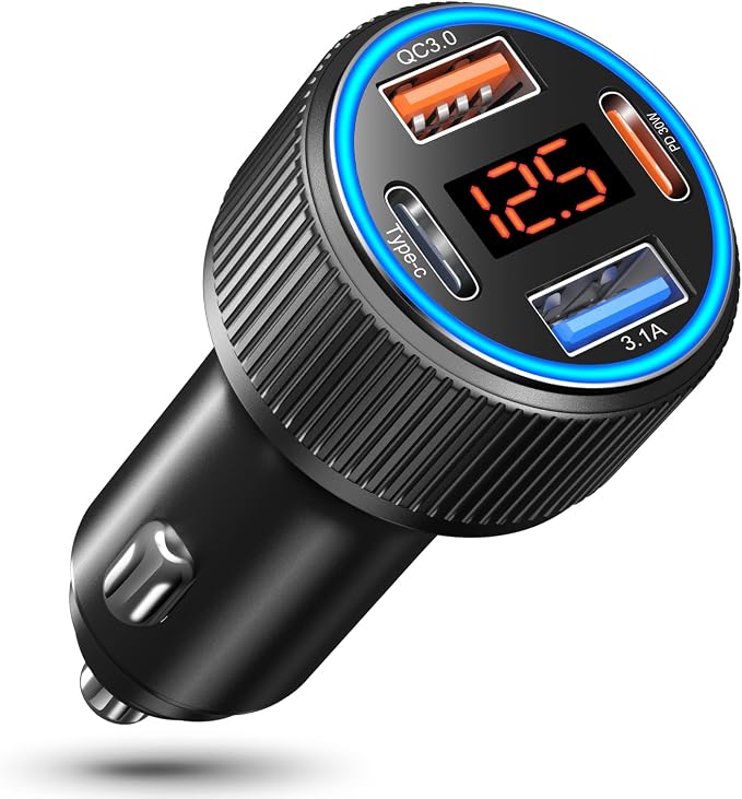 USB C Car Charger, Costyle 65W Dual USB-C & USB-A Multi Port Cigarette Lighter by Costyle
