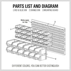 HORUSDY Wall Mounted Storage Bins Parts Rack 30PC Organizer Garage Plastic Shop - Image 8