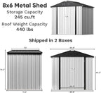 Greesum 8×6FT Outdoor Storage Shed, Metal Patio Storaged Sheds - Image 3