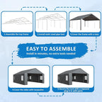 Polar Aurora Carport 20x20 FT, Heavy Duty Car Port Canopy, - Image 4