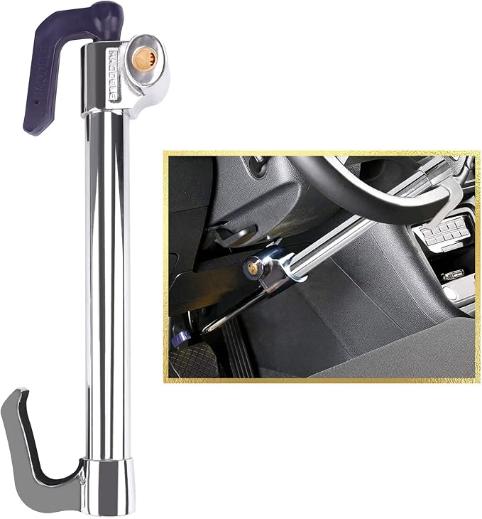 Tevlaphee Universal Steering Wheel Brake Lock Anti-Theft Retractable Double by Tevlaphee