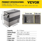 VEVOR CF55 12 Volt 58 Qt Refrigerator, Dual Zone Portable Compressor 12/24V DC - Image 7