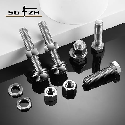 5/16-18 x 5/8" Hex Head Screw Bolt, Flat & Lock Washers, Fully Threaded - Image 7