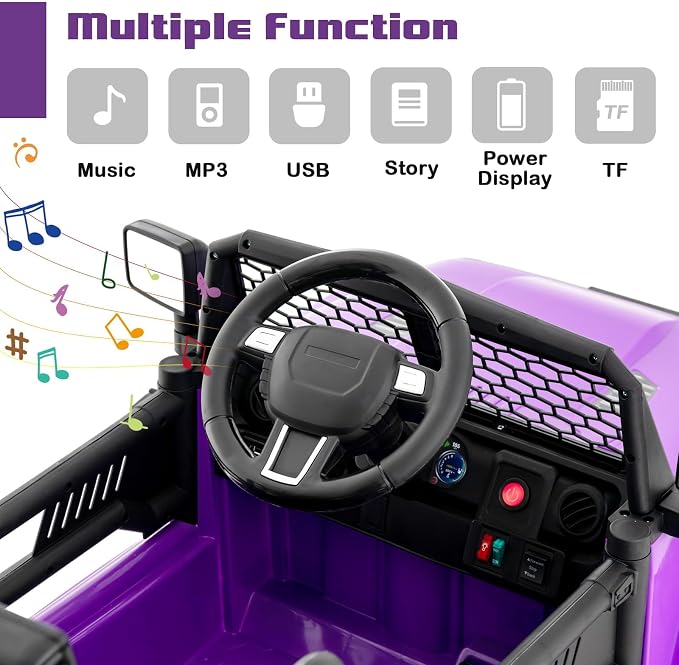 OLAKIDS Kids Ride On Truck, 12V Electric Vehicle Jeep Car - Image 4